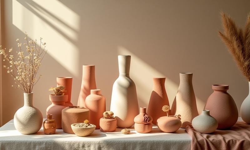 A delightful arrangement of handmade gifts and crafts including ceramics, textiles, and wooden items, beautifully displayed on a table.